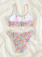 Sexy Pink Floral Print Bikini Set 2024 Women Halter Pleate Push Up High Waist Swimsuit Brazilian Bathing Suit Two Piece Swimwear