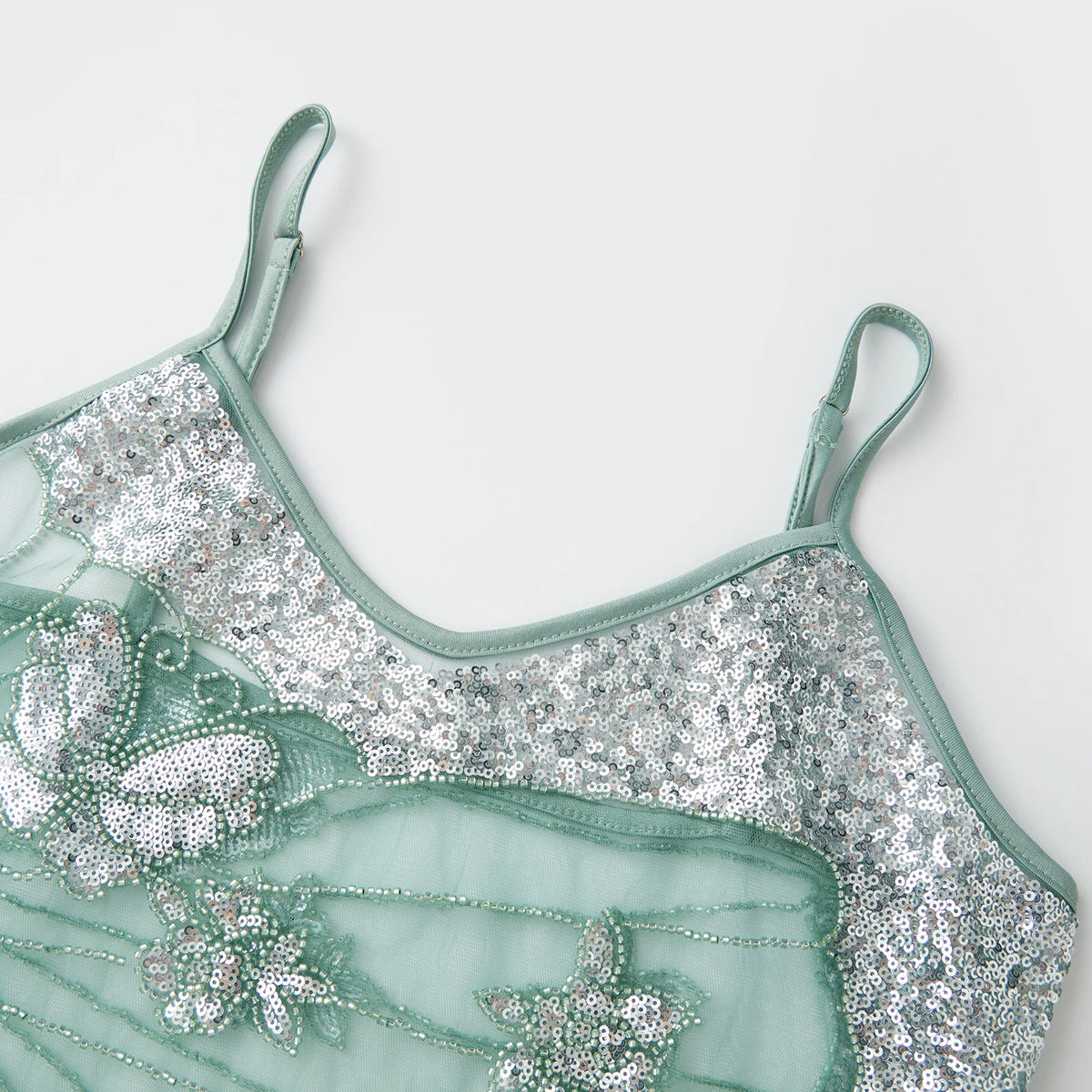 Women Sleeveless Spaghetti Strap Sheer Camisole Fashion Beaded Sequin Butterfly Cami Tops Summer Crop Tops