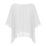 Women Summer Holiday Beach Sheer T-shirts Short Sleeve Tops Oblique Neck Solid Color See-through Irregular Party Clubwear