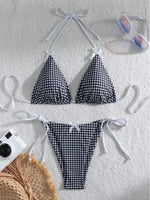 Sexy Micro Bikini 2024 Gingham Print Swimsuit Female Swimwear Women Strings Thong Bikinis Set Bather Beachwear Bathing Suit Pool