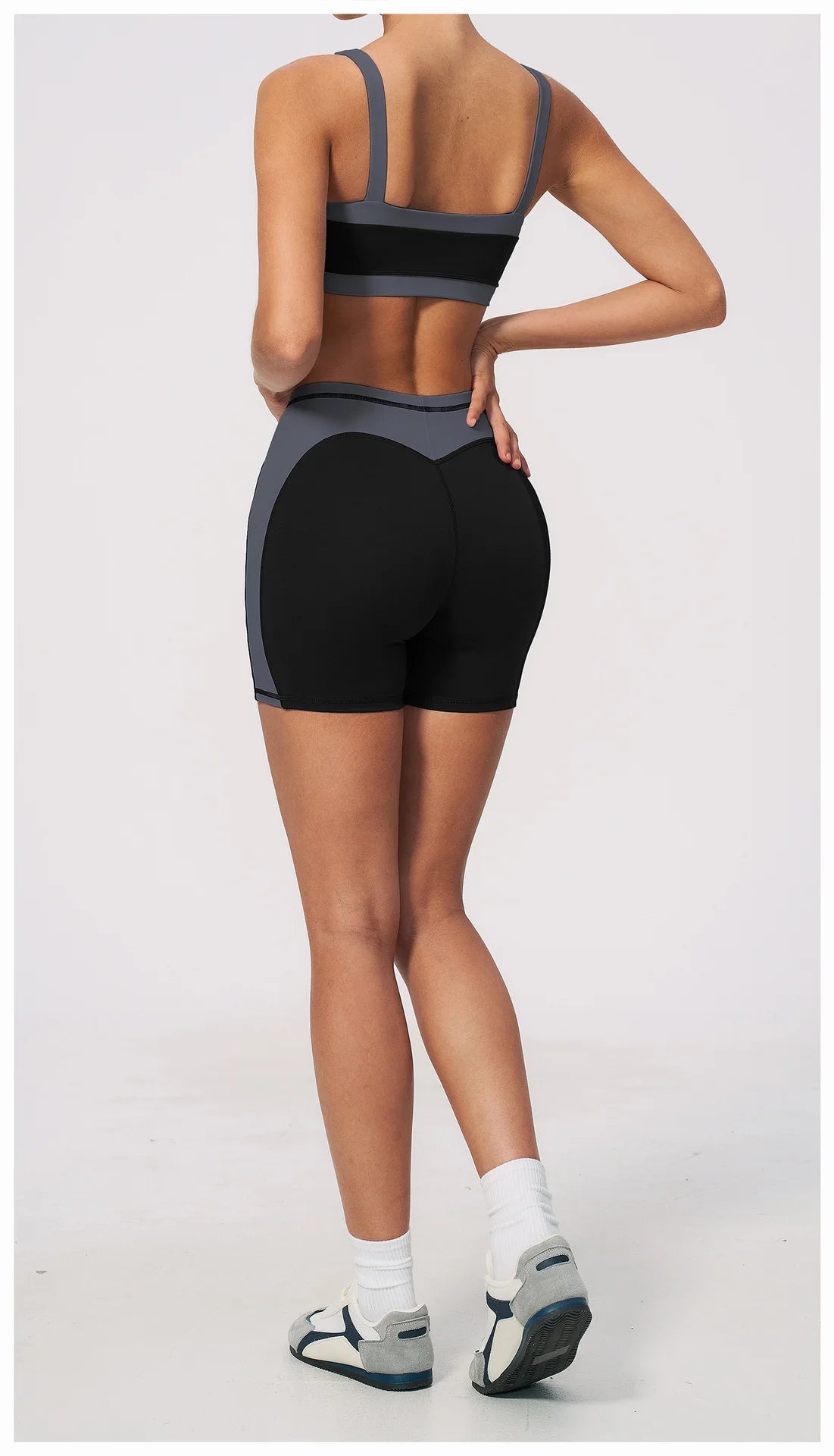Summer Color Blocking Yoga Suit Women Shockproof Slim Sports Bra High Waist Hip Lift Shorts Gym Running Fitness Sets Tracksuit