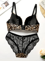 Hot Selling High-quality Sexy Women's Seamless And Steel Ring Two-piece Leopard Print Underwear Women's Lace Underwear Set B2046