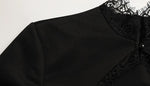 Ahagaga Sexy Women's Mini Dresses Patchwork Short Sleeves Lace Hollow Out Slim Fit Trend Baisc Turtleneck Streetwear Female Robe
