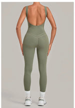 Summer Tight Yoga Jumpsuit Women Hollow Out Exposed Back Fitness Clothing Outwear Gym Running Workout Sports One Piece Suits