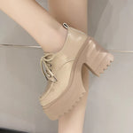 Spring Women Pumps Black Loafers Chunky 10CM High Heels High Platform British Autumn Ladies Thick Bottoms Shoes 2026 New