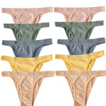 10Pcs/Set Women Seamless Panties Ribbed Underwear Sexy Lingerie High Leg Cut Female Sports Underpants Femme Thongs