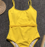 DEKA Solid One Piece Swimsuit Female Swimwear Women Cut Out Bathing Suits Summer Beach Wear Sport Swimming T Shirt Monokini