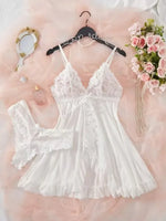 New Summer Erotic Pajamas Home Wear Dress Sexy Lingerie Floral Lace Romantic Nightgown Sheer Seductive Panties Porn Nightdress