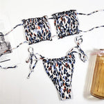 Sexy Pink Bandeau Frilled Bikini Swimsuit Female Swimwear Women Two-Pieces Bikini Set Bather Padded Bathing Suit Swim V1242B