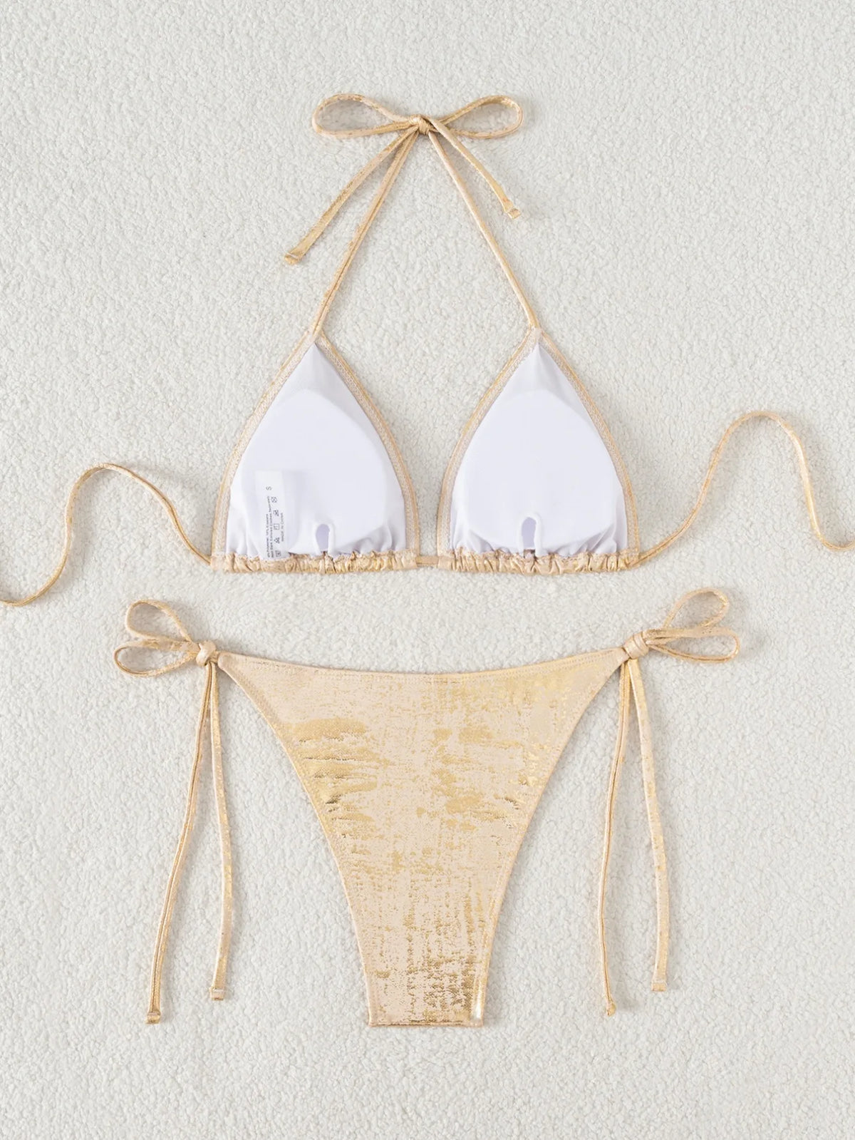 DEKA Sexy Gold Halter Bikinis Sets Lace-Up Triangle Tie Side Bikini Swimsuit Women Swimwear Brazilian Female Bathing Suits