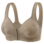 Women's Bra Wire-Free Front Closure Solid Color Full Coverage Fixed Cups More Considerate for Middle-Aged And Elderly Individual