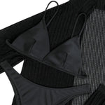 Summer 4 Piece Bikinis Sets Women Black White Mesh Half Sleeve Cover Up with High Waist Panties Swimsuit Bathing Suit Swimwear