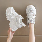 Breathable Mesh Platform Sneakers Women Spring Thick Bottom Non-Slip Casual Shoes Woman Lace-Up Chunky Sole Sports Shoes Ladies