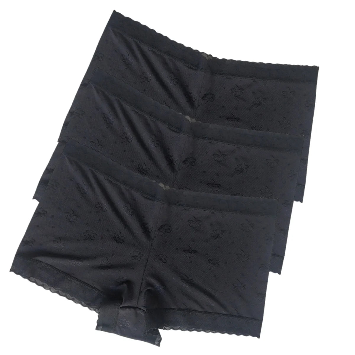 3Pcs/Set Ice Silk Boyshort Women Low Waist Panties Female Underpants Solid Color Lace Underwear Sexy Lingerie M-XL Boyshorts
