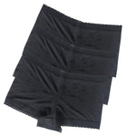 3Pcs/Set Ice Silk Boyshort Women Low Waist Panties Female Underpants Solid Color Lace Underwear Sexy Lingerie M-XL Boyshorts