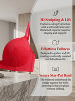 Women Red Lace Lingerie Set Floral Bra and low-rise thong Sheer Sexy Weekend Date Night Underwear J2527