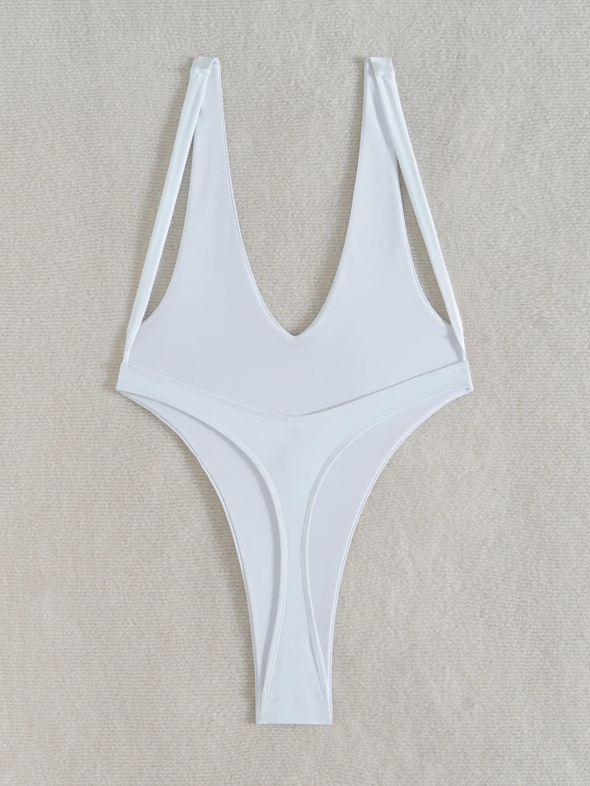 DEKA WomenSolid Deep V Neck One Piece Swimsuit Women Hollow Out White Swimwear Beach Bandage Bathing Suit Monokini