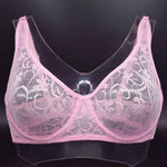 Womens Ultra-thin See Through Bras For Men Mesh Seamless Bralette Embroidery Sexy Lingerie Plus Size Brassiere