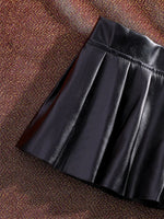 Sexy PU Leather Pleated Skirt Women Solid Basic Mini Skirt Low Waist Skirt Female Nightwear Micro Bikini Skirts Nightclub Skirts