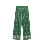 Foridol Geometric Embroidery Wide Leg Spring Summer Women Beige Long Pants Zip Fashion Trousers Pantalones De Mujer Autumn Pants
