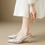 Pointed Toe High Heels Women Dot Sandals 2026 Summer Singbacks Mules Shoes Elegant