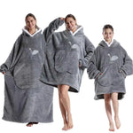 Winter Extra Long Wearable Hoodies Blanket Adult Warm Pullover Sweatshirt Oversized Fleece Hooded Blanket with SleevesRobe