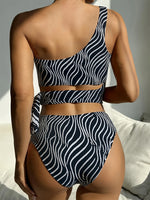 Sexy High Waisted Bikini 2025 Mujer Women's Swimsuit Separate Beach Wear One Shoulder Bathing Suit Padded Swimwear Black Biquini
