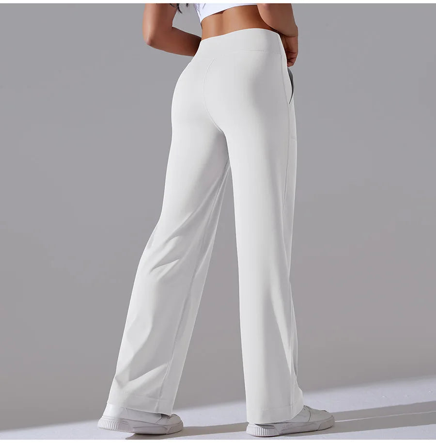 New Yoga Straight Leg Sweatpants Straight Leg Women's Loose Tracksuit Pants Wide Leg Outdoor Gym Running Casual Tracksuit Pants