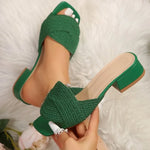 Women's Plus Size Mid Heel Slippers 2026 summer New High Heels Party Shoes Comfortable Slippers Sandals