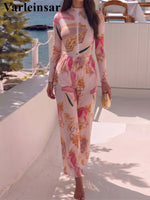 S - XXL New Printed Long Sleeve With Zipper Pants One Piece Swimsuit Women Swimwear Female Padded Bather Bathing Suit Swim V8362