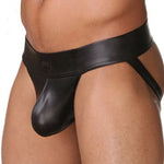Men's Jockstrap PU Leather Underwear Pouch Panties Sexy Lingerie U Convex Low Waist Men Underpants Sensual Hombre