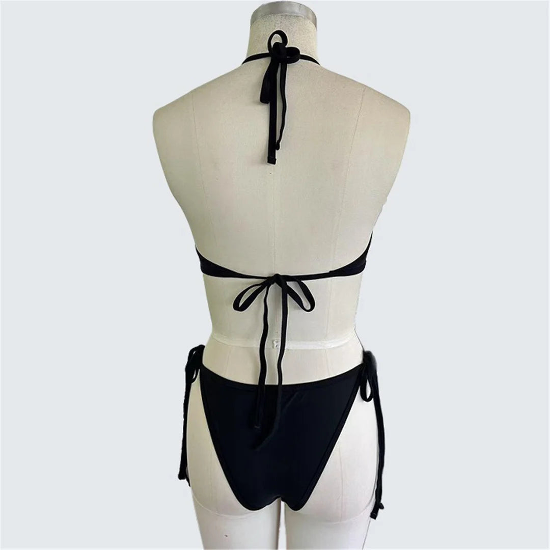 S - XXL Fish Net Mesh Hollow Out Halter One Piece Swimsuit Women Swimwear Female Backless Padded Bather Bathing Suit Swim V7503