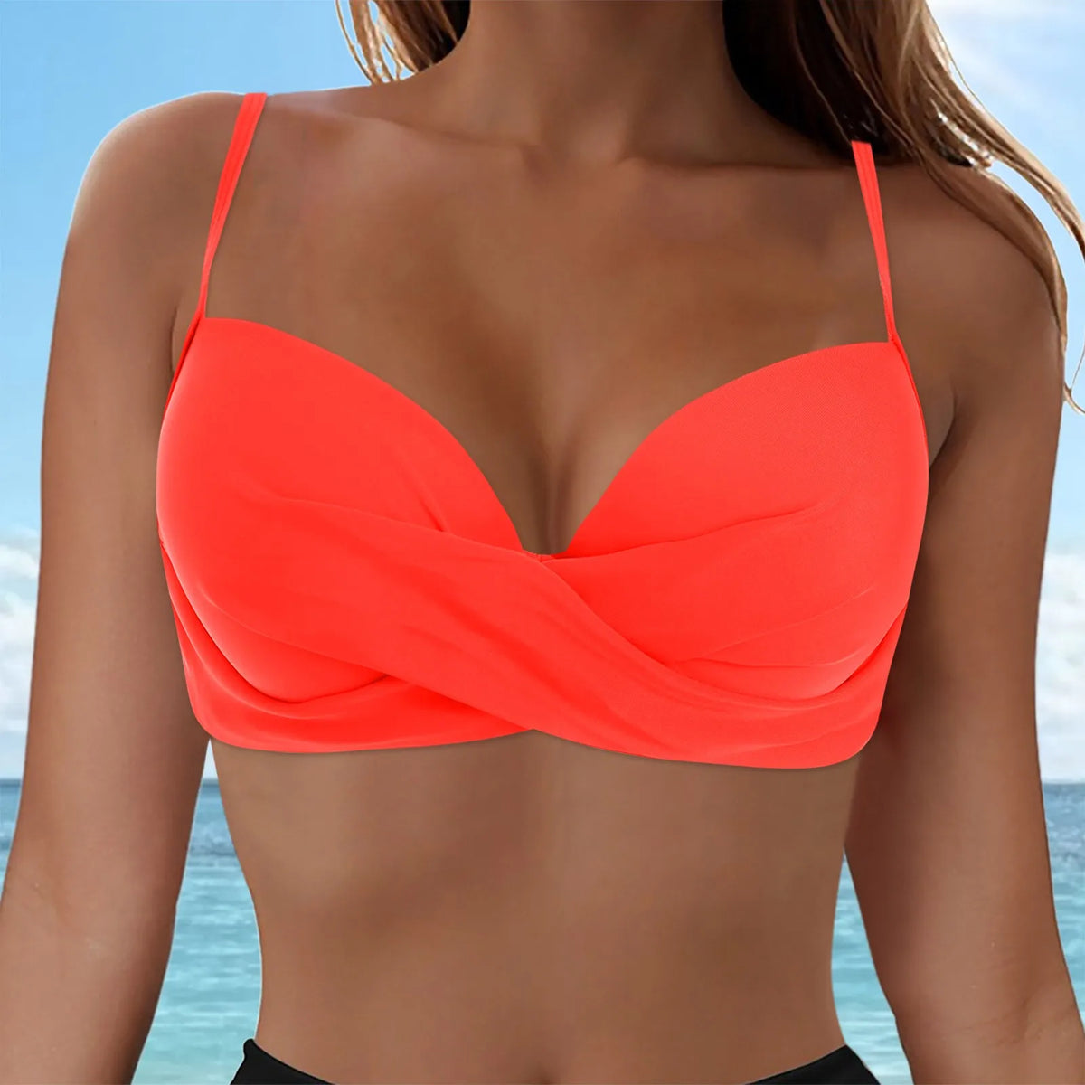 Women's Sexy Bikini Bra Fashion Push Up Underwear Swimsuit Solid Color Cross Tie Bra Pad No Steel Swimsuits Bikini Lenceria