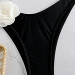 Sexy 3D Flower Micro Bikini 2024 Women Black White Patchwork Push Up Swimsuit Biquini Summer Bathing Suit Triangle Mini Swimwear