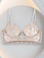 Sexy Floral Embroidered Flower Mesh Underwire Push Up Lingerie Demi Sheer Mesh Balconette See Through Bralette Unlined Lingerie