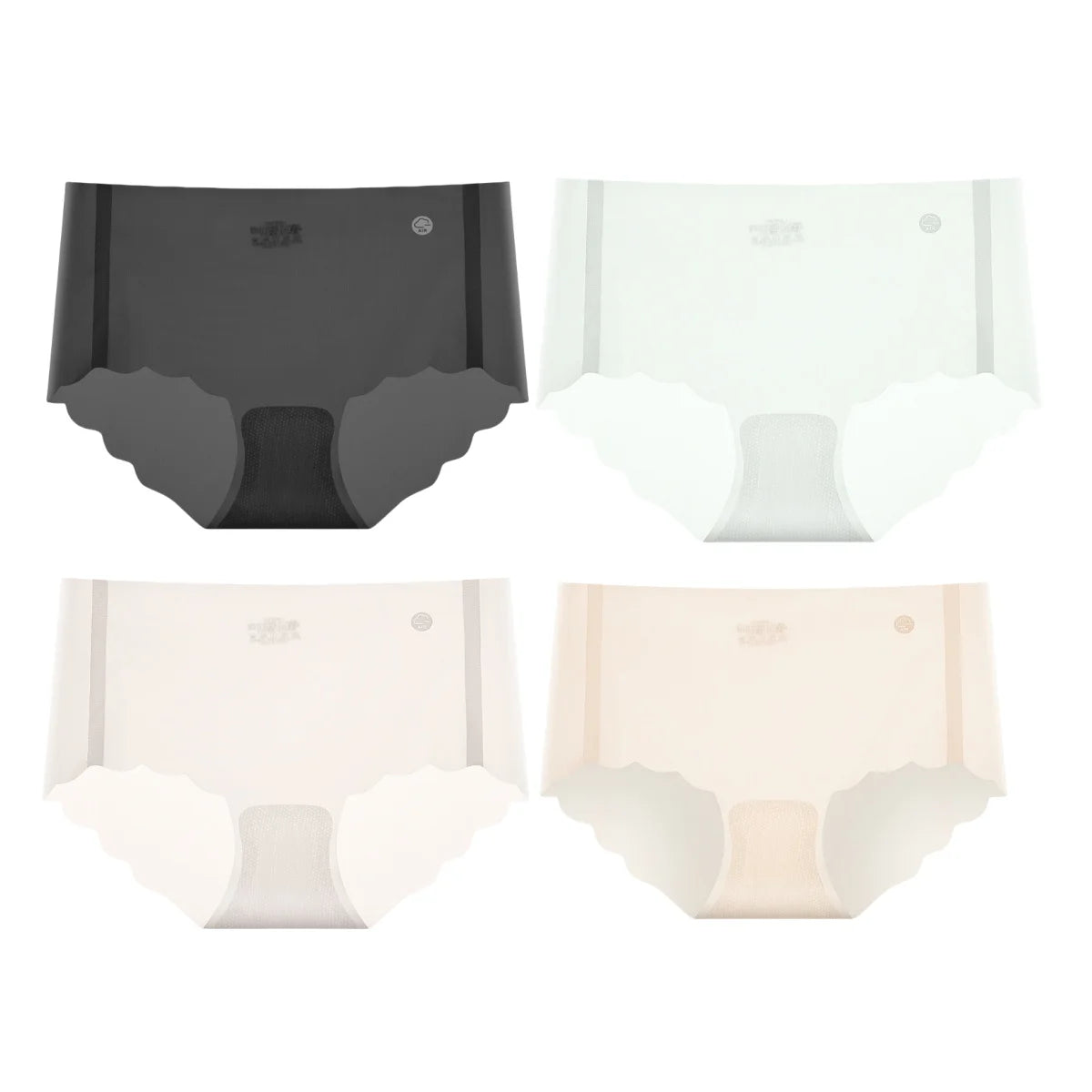 4Pcs/Set Women Low Rise Ice Silk Brief Underwear Sheer Cooling Panties Scalloped Edge Low Waist Daily Underpants Intimates M-XL