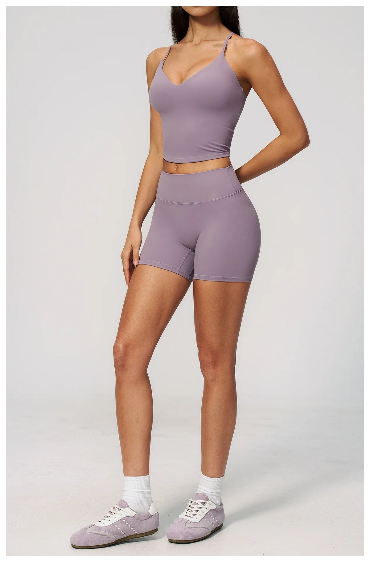 New Yoga Sets Women V Neck Back Criss Cross Sports Tank Top High Waist Butt Lift Shorts Fitness Suit Gym Running Workout Clothes
