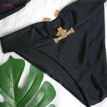 DEKA Bandeau U-Neck Metal Bikini Set Push Up Padded Cup Swimwear Women Solid Swimsuit Beachwear Water Swiminmg Bathing Suit
