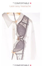 MOYISU French Romance Breathable and Comfortable Breathable Sexy Lace Not Empty Cup Bra Set Pure Desire Girl Super Beautiful