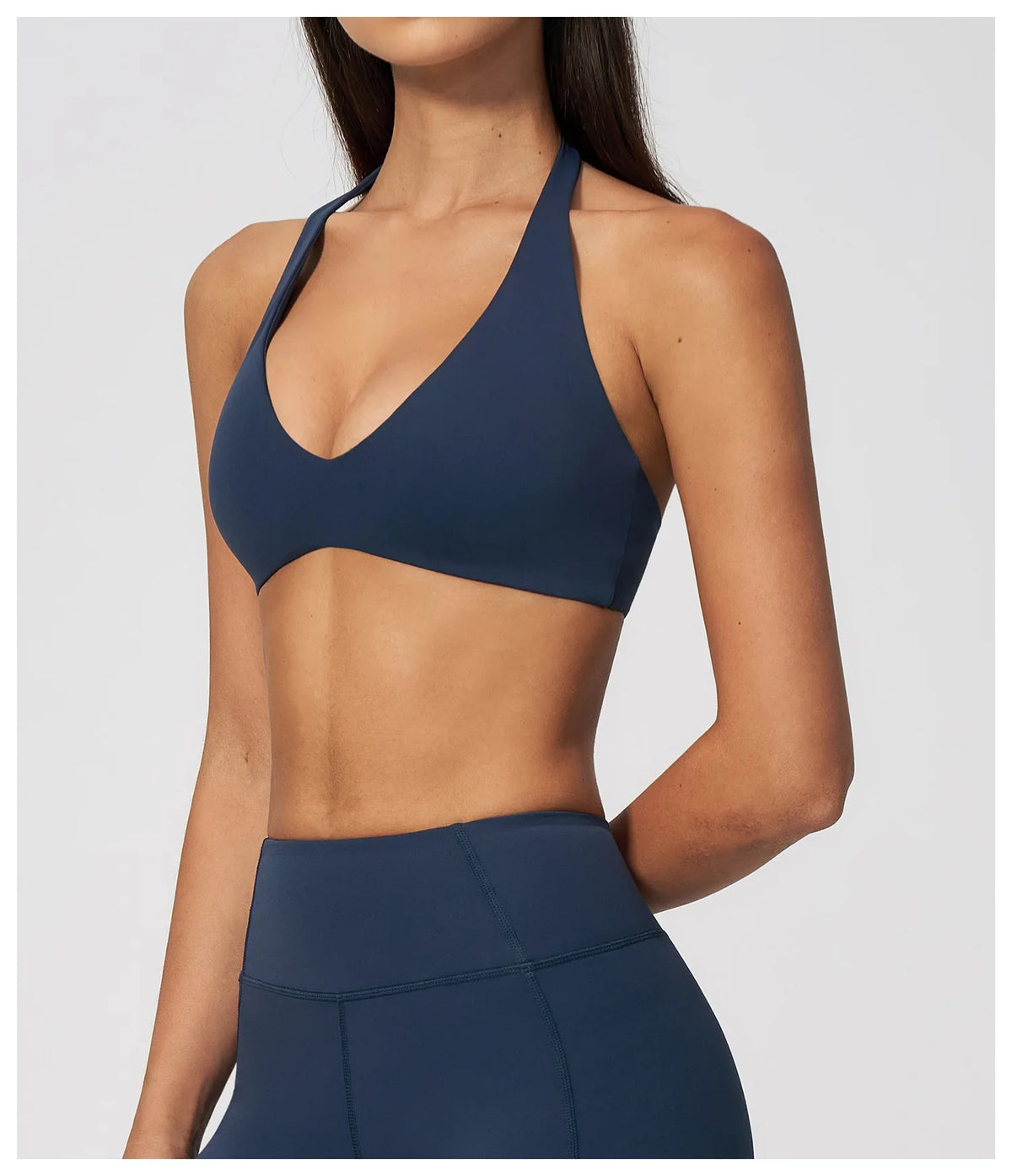 Halter V Neck Yoga Bra Sexy Backless Shockproof Gym Sports Tank Top Quick Dry Workout Fitness Outdoor Gym Running Bra