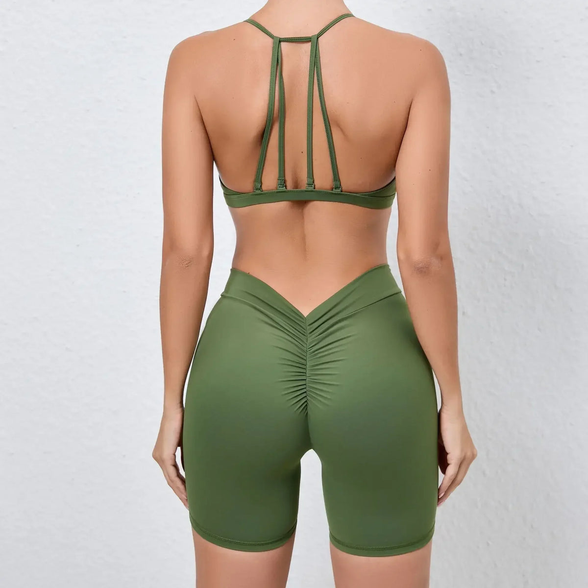 Women's 2-Piece Yoga Sets High Waist Seamless ShortsHip-Lifting & Backless Gym Leggings Quick Dry Workout Fitness Suits