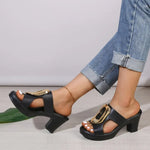 Thick High Heel Sandals Women Summer 2026Outdoor Slippers Plus Size Women Elegant Sandals