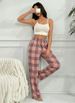 Women Autumn Winter Pajama Pants for Fuzzy Pack Long Fleece Buffalo Plaid Sleep Bottoms Soft Drawstring Lounge Sleepwear
