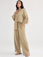 2026 Spring and Summer Casual Suit New Fashion Suit Loose Casual Top Wide Leg Pants Two-piece Set for Women