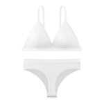 Women Bra and Panties Set Push Up Bralette Non-wire 1/3 Cup Bras Low Rise Thongs Sexy Lingerie Set Women Cotton Underwear