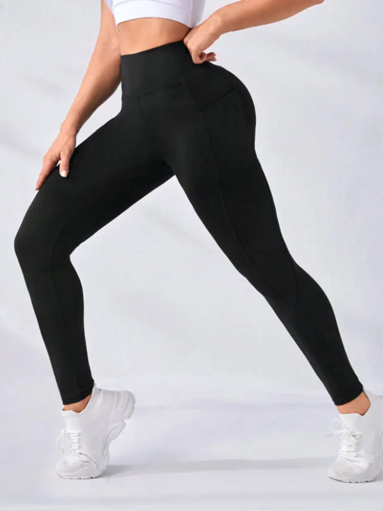 Women's High-Waisted Yoga Pants with Pockets, Butt-Lifting Tummy-Control Workout Running Leggings,Plus Size Clothes,Pants|Capris