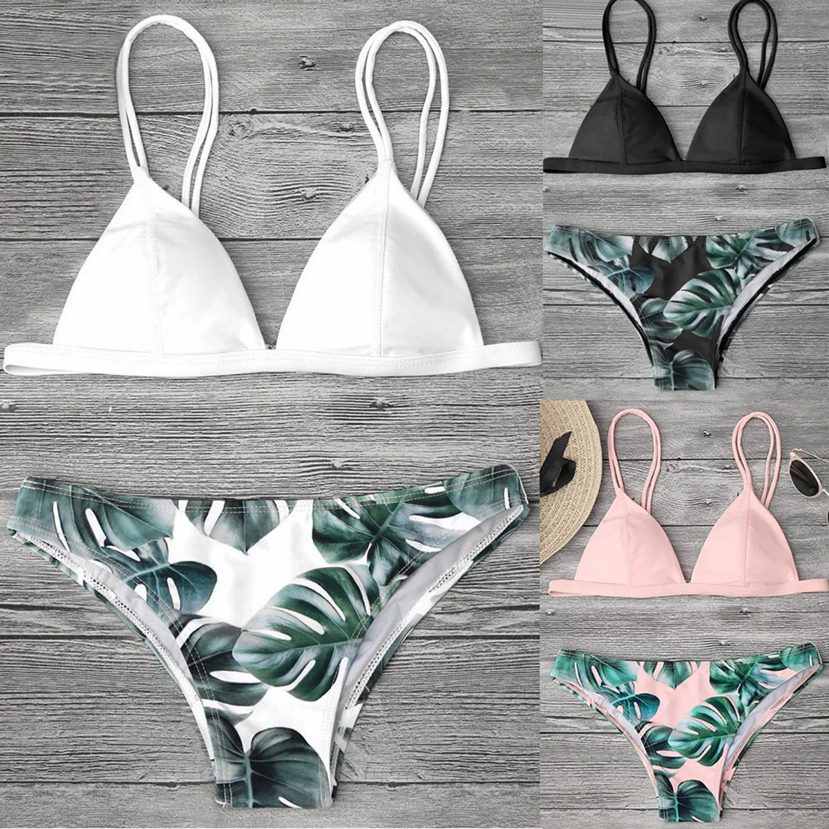 Leaves Print Bikinis Set For Women Swimwear 2024 Padded Push-Up Beachwear Bather Bathing Set Beachwear Summer Bikini Set Femme