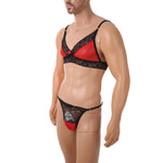 European and American men's sexy lace bra and panties temptation suit transvestite suit