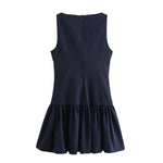 Foridol Bowknot Pleated Tank Short Dress for Women Sleeveless Casual Party Short Dress Female Casual Autumn Winter Dress