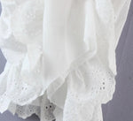 Foridol Ruffles Puff Sleeve White Lace Dress Flower Embriodery Hollow Out Cotton Beach Dress Women Backless Party Mini Dress
